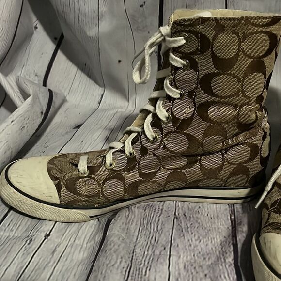 Coach - Logo High Tops - Shearling Lined - 8.5 - Brown - Picture 2 of 10